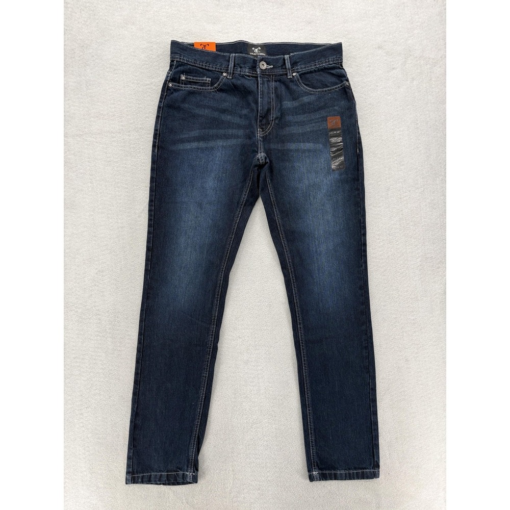 TrueTimber Jeans Mens 34x32 Blue Dark Wash Regular Straight Cotton Denim NWT
